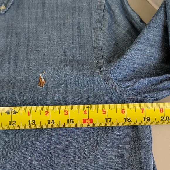 Ralph Lauren Boys Blue Soft Denim Button-Down Shirt SZ XL(18-20) Casual Comfy - Picture 6 of 8